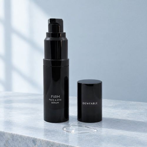 Firm Face & Eye Serum with a clear gel swatch