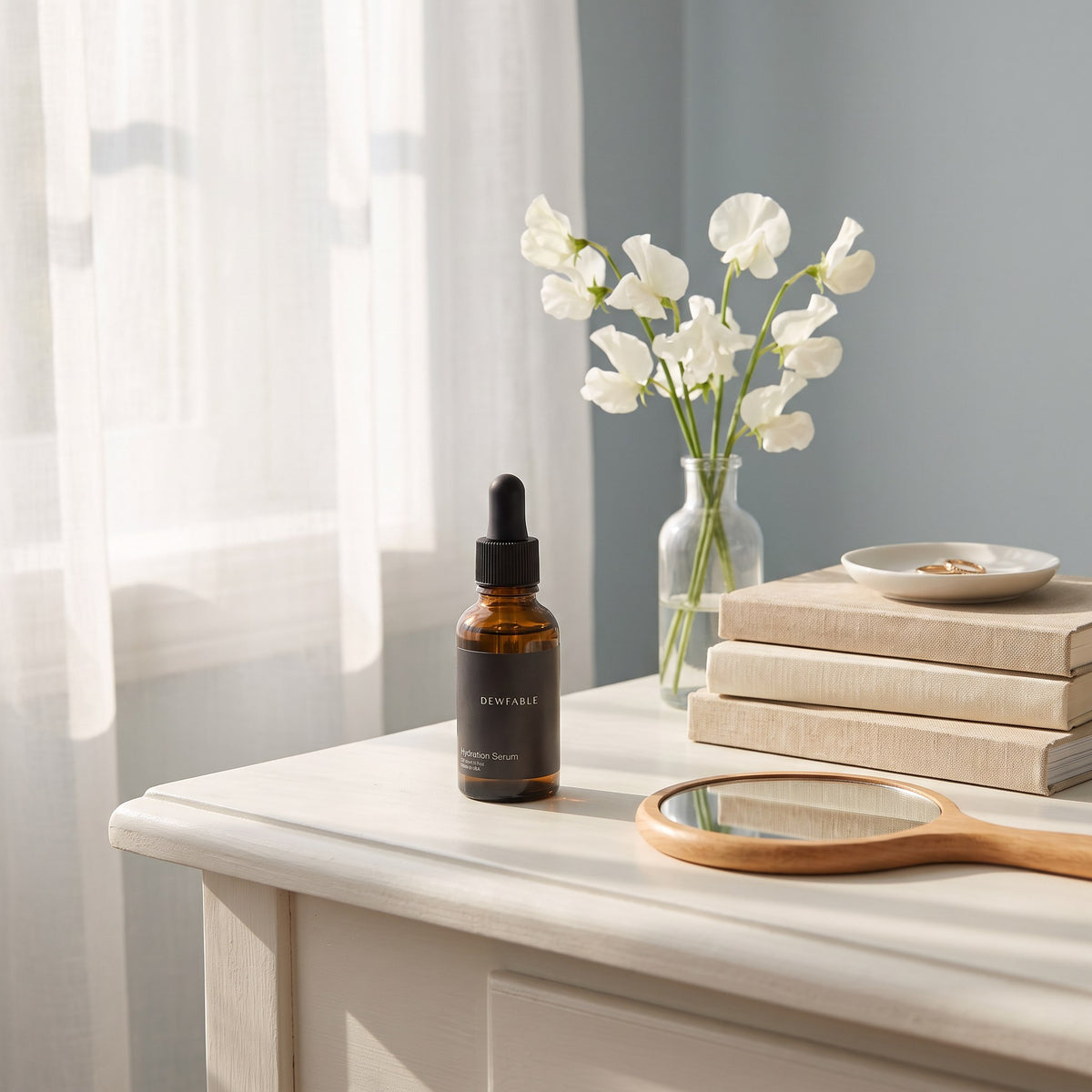 Hydration Serum on a dressing table in the morning