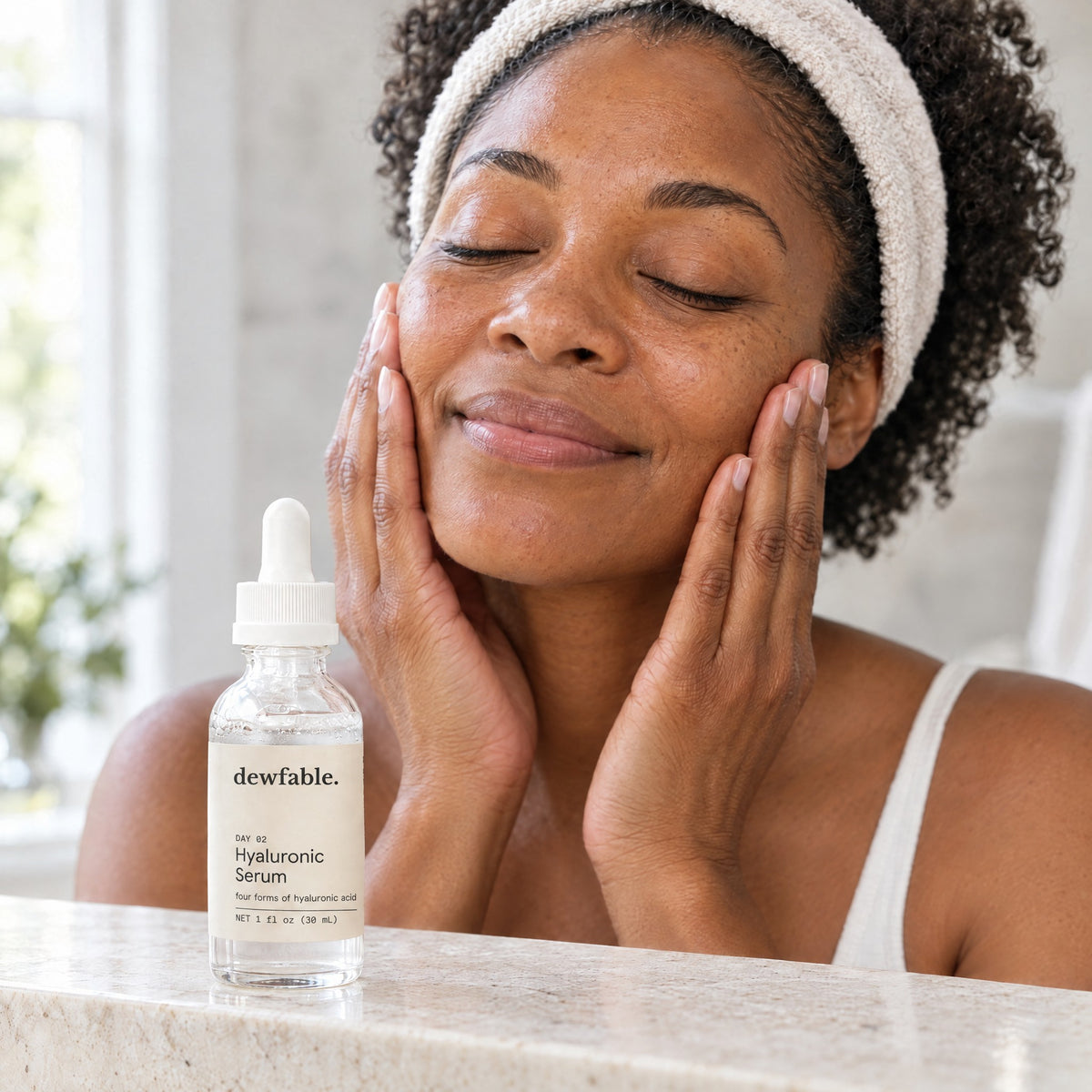 dewfable. Hyaluronic Serum, being applied