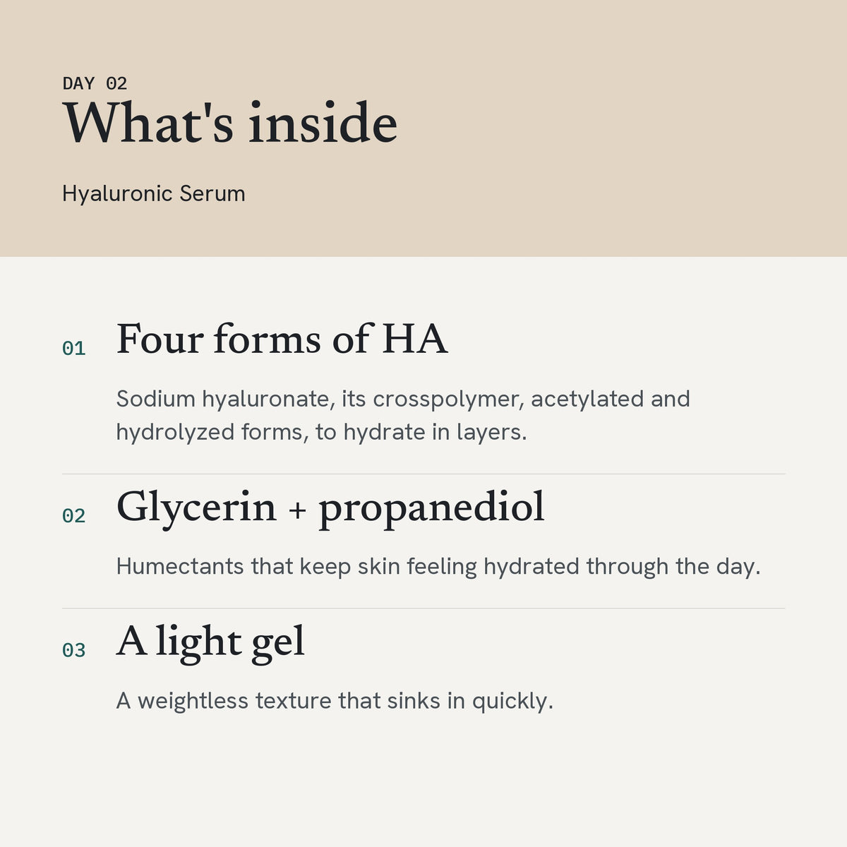 satinvie. Hyaluronic Serum, what is inside