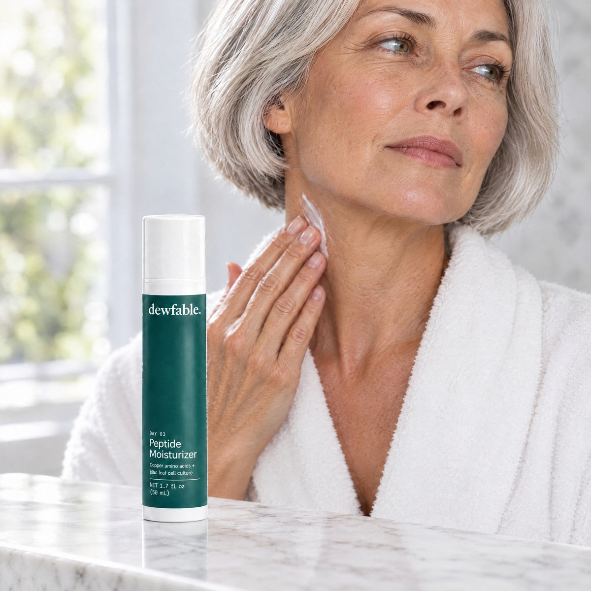 dewfable. Peptide Moisturizer, being applied