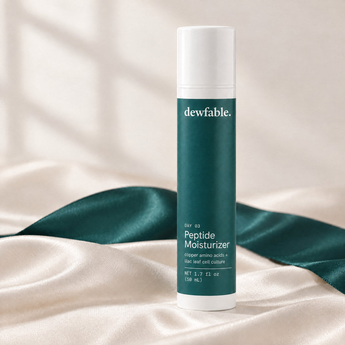 dewfable. Peptide Moisturizer, front of the tube